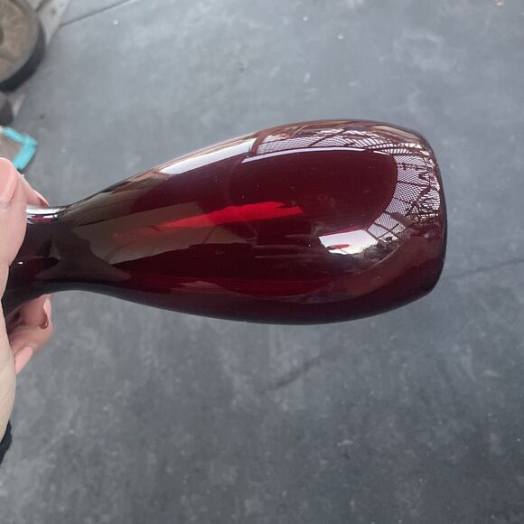 Set Of 2 Anchor Hocking Royal Ruby Red Glass Vases With Ruffled Crimped Rims - Picture 5 of 5